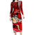 Personalised Hawaii Christmas Family Matching Long Sleeve Bodycon Dress and Hawaiian Shirt Mele Kalikimaka Surfing Santa Claus LT14 Mom's Dress Red - Polynesian Pride