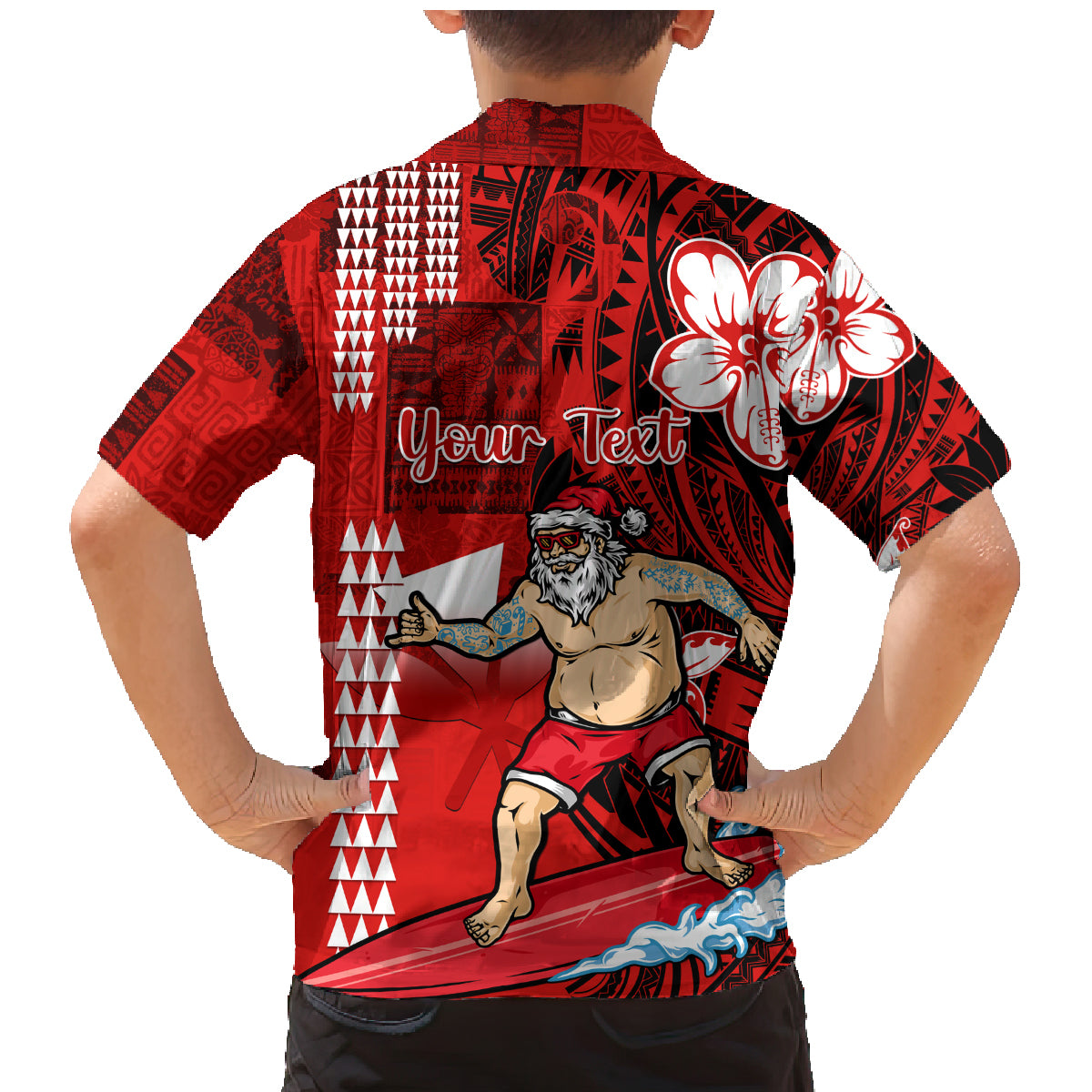 Personalised Hawaii Christmas Family Matching Mermaid Dress and Hawaiian Shirt Mele Kalikimaka Surfing Santa Claus LT14 - Polynesian Pride