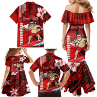 Personalised Hawaii Christmas Family Matching Mermaid Dress and Hawaiian Shirt Mele Kalikimaka Surfing Santa Claus LT14 - Polynesian Pride