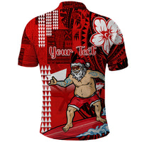 Personalised Hawaii Christmas Polo Shirt Mele Kalikimaka Surfing Santa Claus LT14 - Polynesian Pride