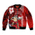 Personalised Hawaii Christmas Sleeve Zip Bomber Jacket Mele Kalikimaka Surfing Santa Claus LT14 Unisex Red - Polynesian Pride