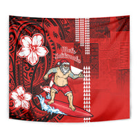Personalised Hawaii Christmas Tapestry Mele Kalikimaka Surfing Santa Claus LT14 - Polynesian Pride