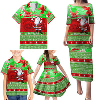 Personalised Hawaii Christmas Family Matching Puletasi Dress and Hawaiian Shirt Mele Kalikimaka Hawaiian Santa Tropical Vibes LT14 - Polynesian Pride