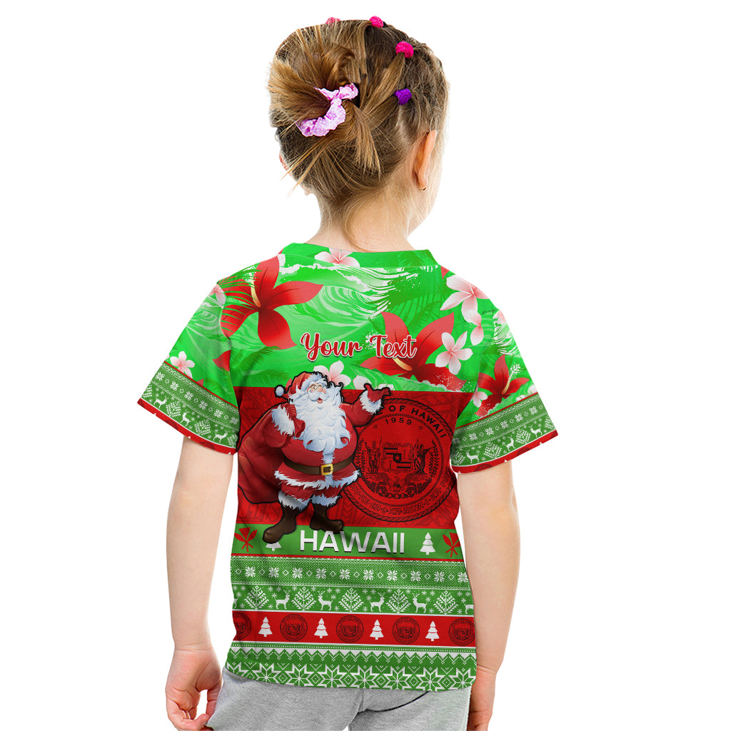 Personalised Hawaii Christmas Kid T Shirt Mele Kalikimaka Hawaiian Santa Tropical Vibes LT14 - Polynesian Pride