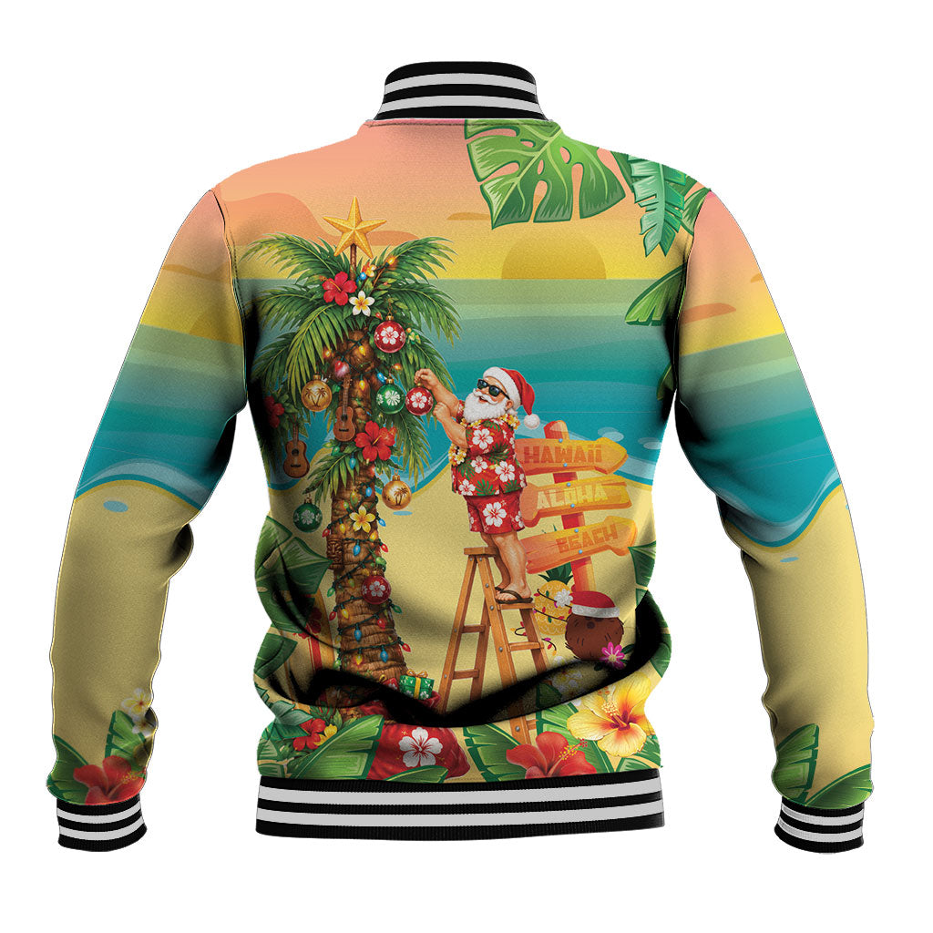Hawaii Christmas Mele Kalikimaka Baseball Jacket Santa Decorating Xmas Palm Tree Tropical Vibes LT14 - Polynesian Pride