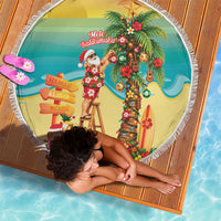 Hawaii Christmas Mele Kalikimaka Beach Blanket Santa Decorating Xmas Palm Tree Tropical Vibes LT14 - Polynesian Pride