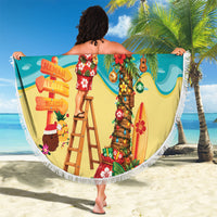 Hawaii Christmas Mele Kalikimaka Beach Blanket Santa Decorating Xmas Palm Tree Tropical Vibes LT14 - Polynesian Pride