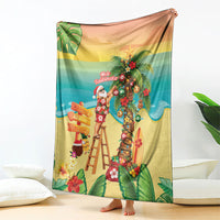 Hawaii Christmas Mele Kalikimaka Blanket Santa Decorating Xmas Palm Tree Tropical Vibes LT14 - Polynesian Pride