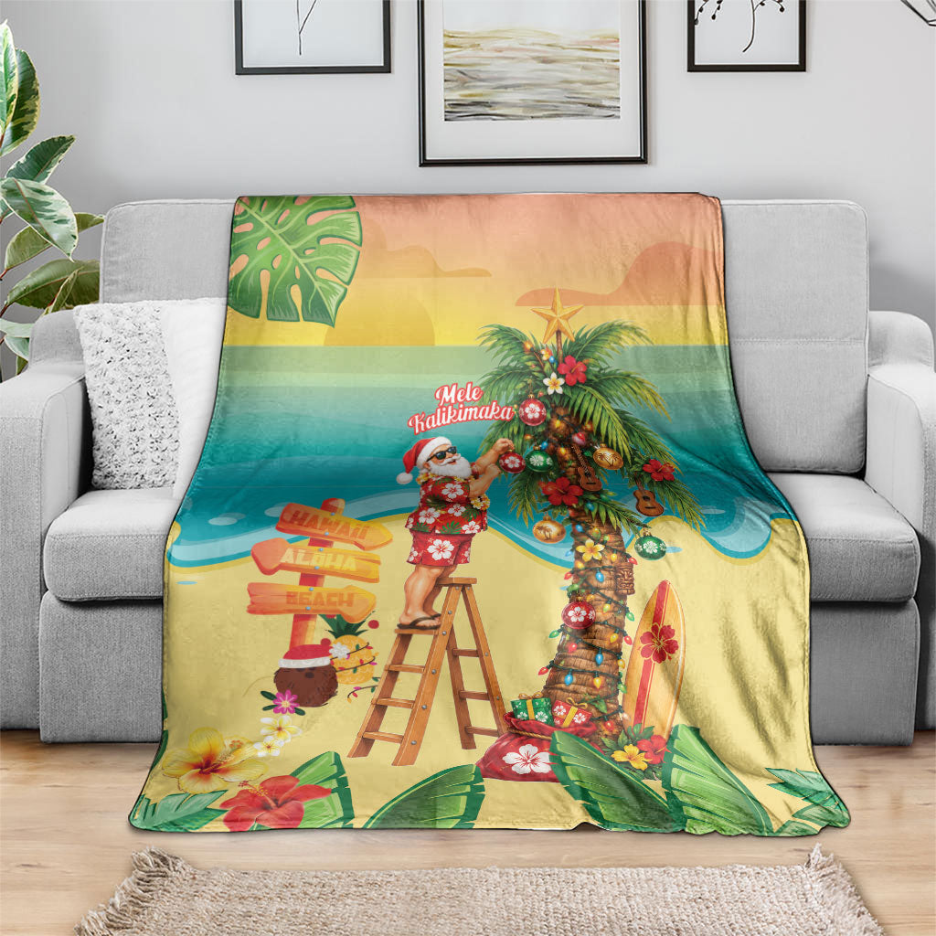 Hawaii Christmas Mele Kalikimaka Blanket Santa Decorating Xmas Palm Tree Tropical Vibes LT14 - Polynesian Pride
