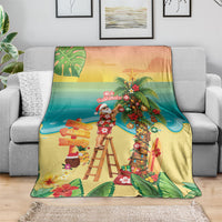 Hawaii Christmas Mele Kalikimaka Blanket Santa Decorating Xmas Palm Tree Tropical Vibes LT14 - Polynesian Pride