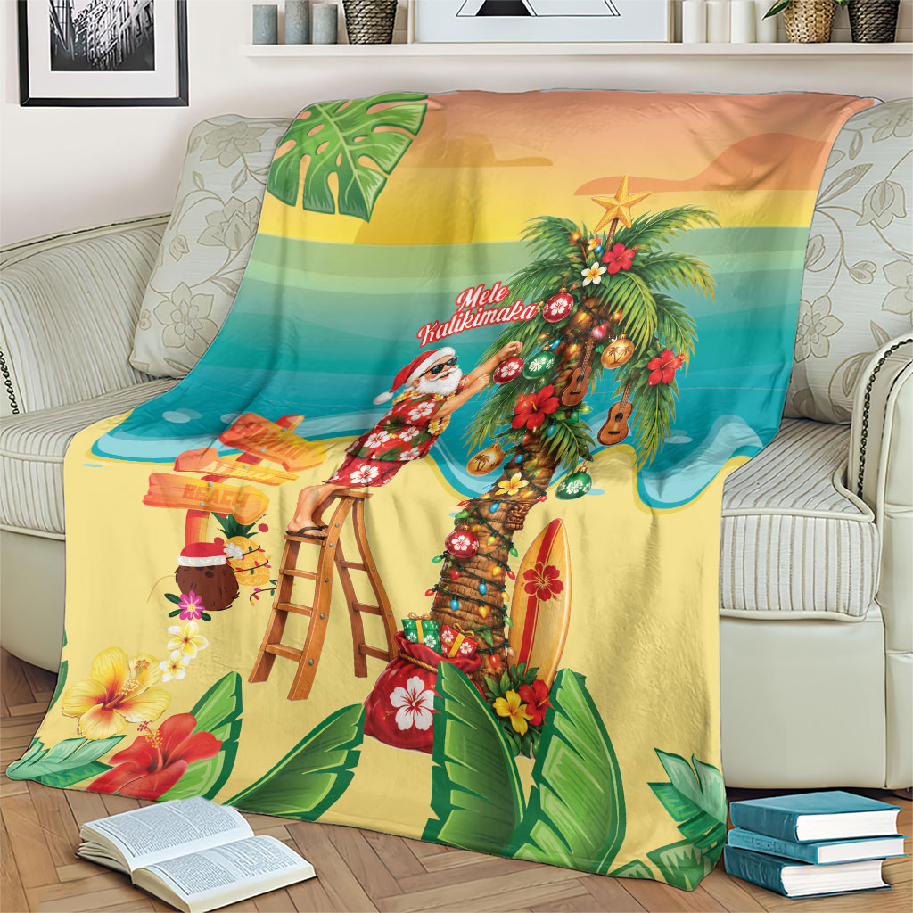 Hawaii Christmas Mele Kalikimaka Blanket Santa Decorating Xmas Palm Tree Tropical Vibes LT14 - Polynesian Pride