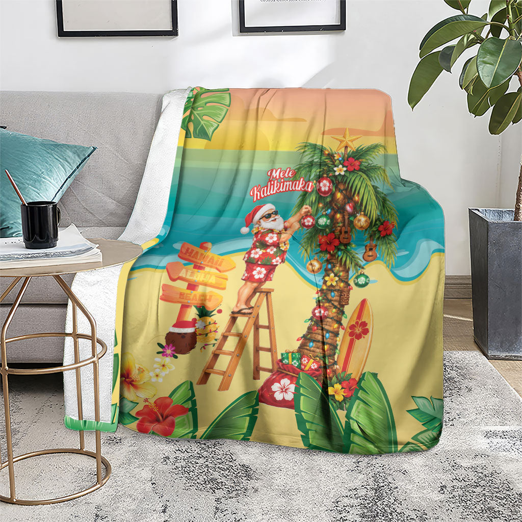 Hawaii Christmas Mele Kalikimaka Blanket Santa Decorating Xmas Palm Tree Tropical Vibes LT14 - Polynesian Pride