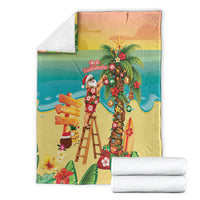 Hawaii Christmas Mele Kalikimaka Blanket Santa Decorating Xmas Palm Tree Tropical Vibes LT14 - Polynesian Pride