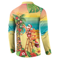Hawaii Christmas Mele Kalikimaka Button Sweatshirt Santa Decorating Xmas Palm Tree Tropical Vibes LT14 - Polynesian Pride
