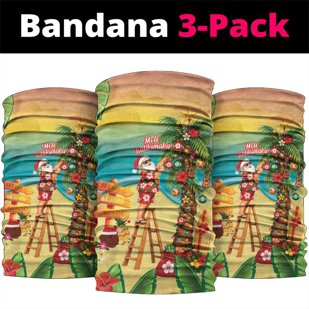 Hawaii Christmas Mele Kalikimaka Neck Gaiter Santa Decorating Xmas Palm Tree Tropical Vibes LT14 package One Size: 25*50cm Multicolor - Polynesian Pride