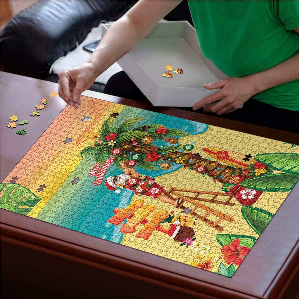 Hawaii Christmas Mele Kalikimaka Puzzle Santa Decorating Xmas Palm Tree Tropical Vibes LT14 - Polynesian Pride