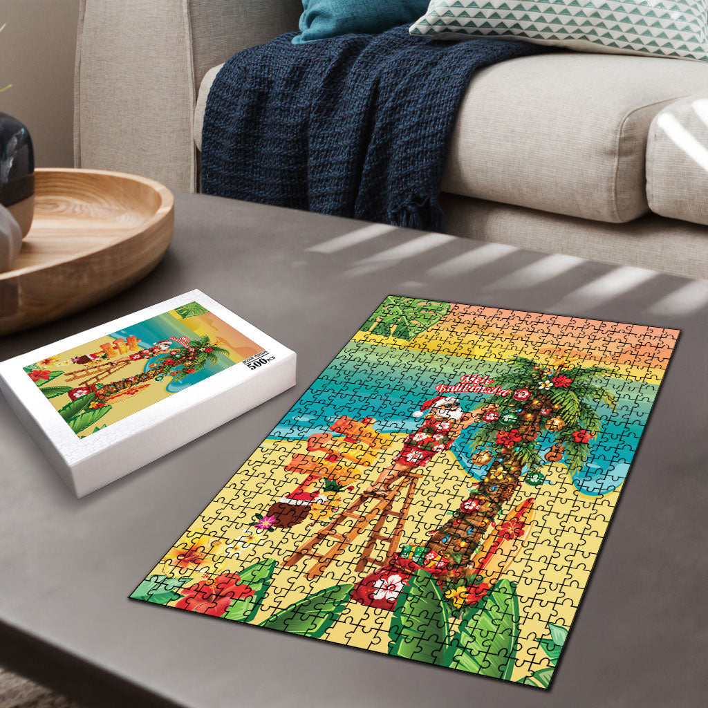 Hawaii Christmas Mele Kalikimaka Puzzle Santa Decorating Xmas Palm Tree Tropical Vibes LT14 - Polynesian Pride