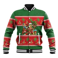 Hawaii Christmas Mele Kalikimaka Baseball Jacket Aloha Turtle Santa With Ukulele LT14 Unisex Red - Polynesian Pride