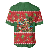Hawaii Christmas Mele Kalikimaka Baseball Jersey Aloha Turtle Santa With Ukulele LT14 - Polynesian Pride