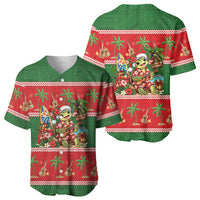 Hawaii Christmas Mele Kalikimaka Baseball Jersey Aloha Turtle Santa With Ukulele LT14 - Polynesian Pride