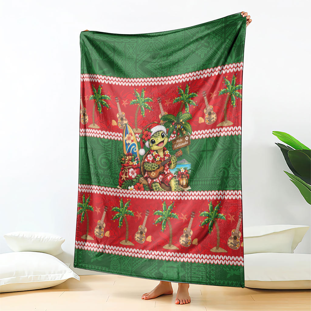 Hawaii Christmas Mele Kalikimaka Blanket Aloha Turtle Santa With Ukulele LT14 - Polynesian Pride
