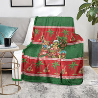 Hawaii Christmas Mele Kalikimaka Blanket Aloha Turtle Santa With Ukulele LT14 - Polynesian Pride