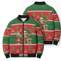 Hawaii Christmas Mele Kalikimaka Bomber Puffer Jacket Aloha Turtle Santa With Ukulele LT14 - Polynesian Pride
