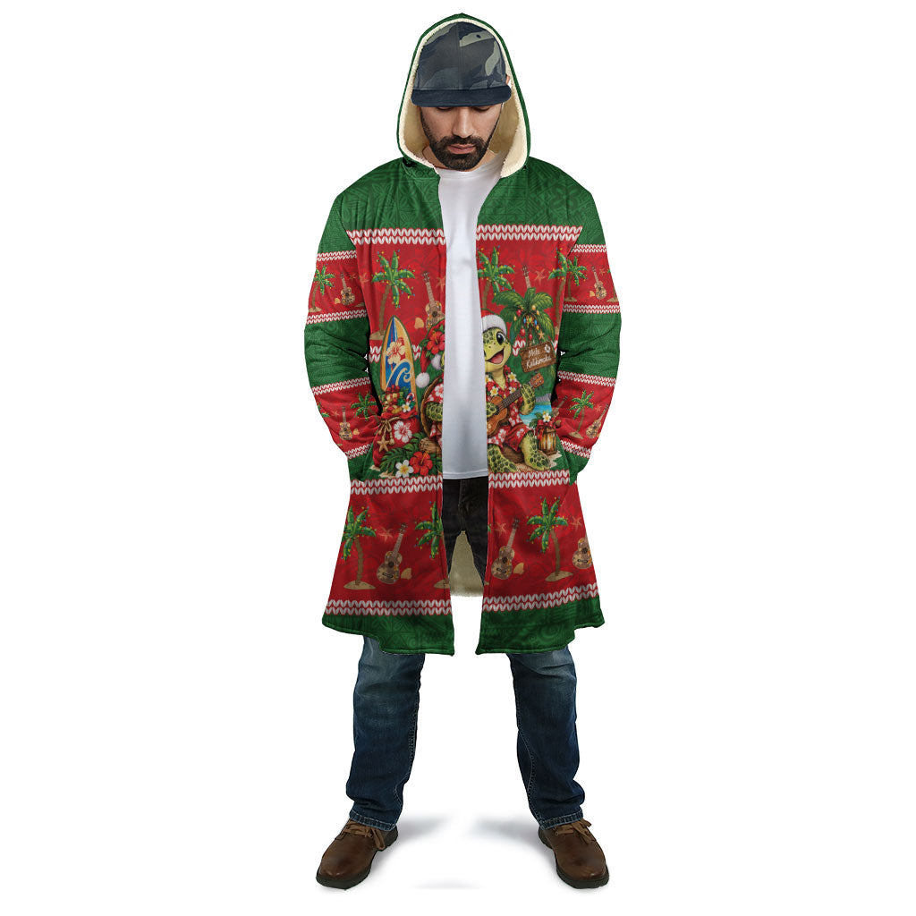 Hawaii Christmas Mele Kalikimaka Cloak Aloha Turtle Santa With Ukulele LT14 - Polynesian Pride