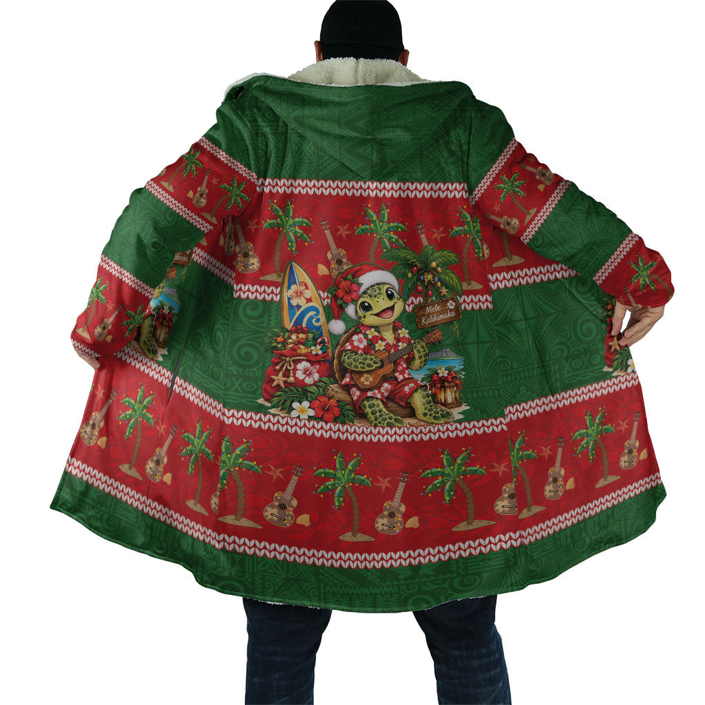 Hawaii Christmas Mele Kalikimaka Cloak Aloha Turtle Santa With Ukulele LT14 - Polynesian Pride