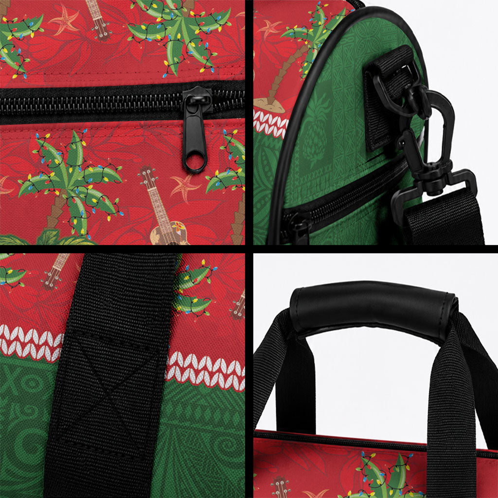 Hawaii Christmas Mele Kalikimaka Duffle Bag Aloha Turtle Santa With Ukulele LT14 - Polynesian Pride