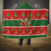 Hawaii Christmas Mele Kalikimaka Hooded Blanket Aloha Turtle Santa With Ukulele LT14 - Polynesian Pride