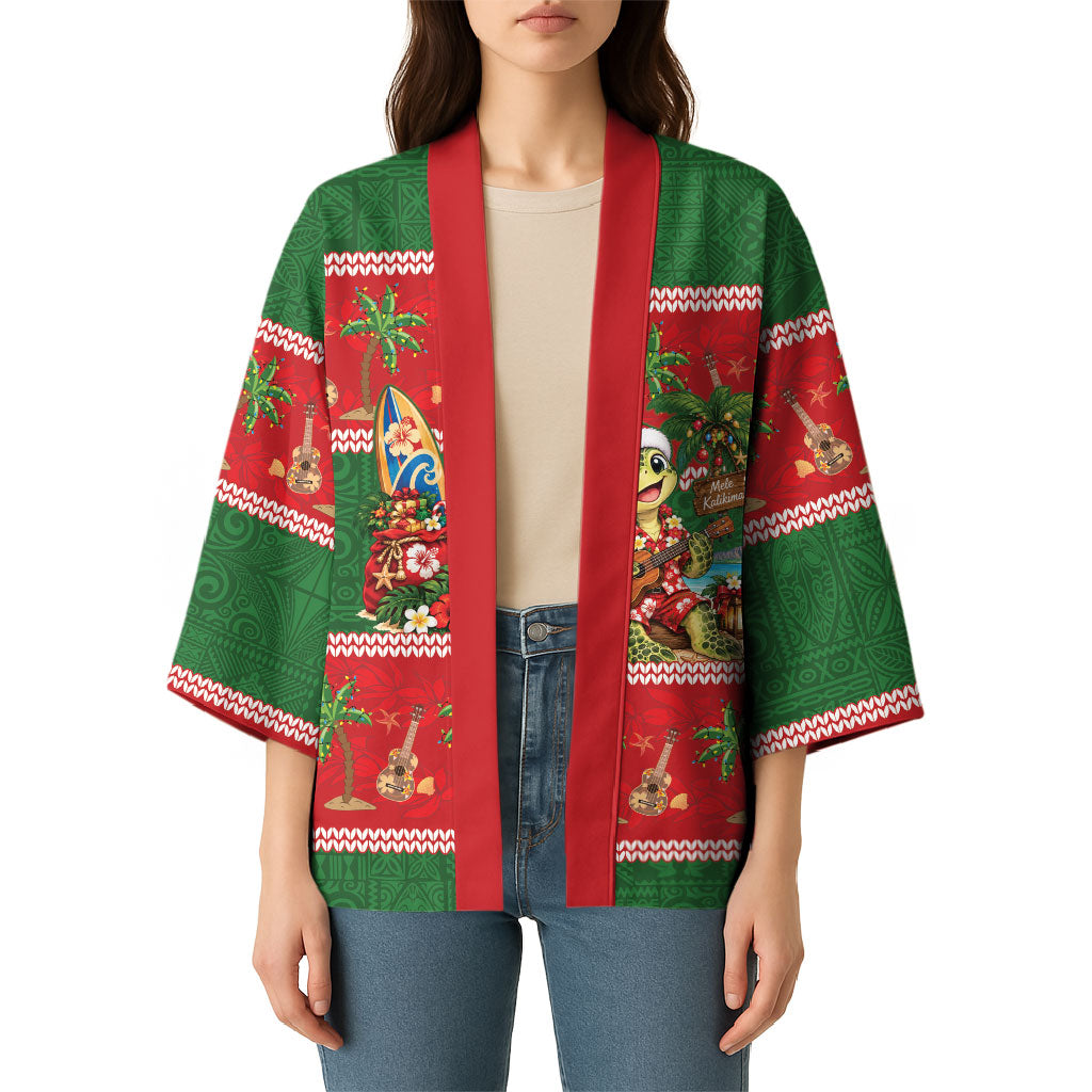 Hawaii Christmas Mele Kalikimaka Kimono Aloha Turtle Santa With Ukulele LT14 - Polynesian Pride