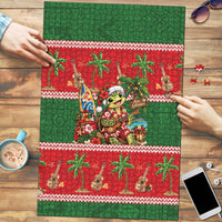Hawaii Christmas Mele Kalikimaka Puzzle Aloha Turtle Santa With Ukulele LT14 Red - Polynesian Pride