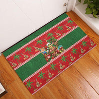 Hawaii Christmas Mele Kalikimaka Rubber Doormat Aloha Turtle Santa With Ukulele LT14 - Polynesian Pride