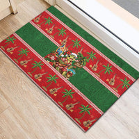 Hawaii Christmas Mele Kalikimaka Rubber Doormat Aloha Turtle Santa With Ukulele LT14 - Polynesian Pride