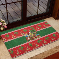 Hawaii Christmas Mele Kalikimaka Rubber Doormat Aloha Turtle Santa With Ukulele LT14 - Polynesian Pride
