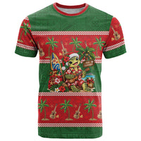 Hawaii Christmas Mele Kalikimaka T Shirt Aloha Turtle Santa With Ukulele LT14 Red - Polynesian Pride