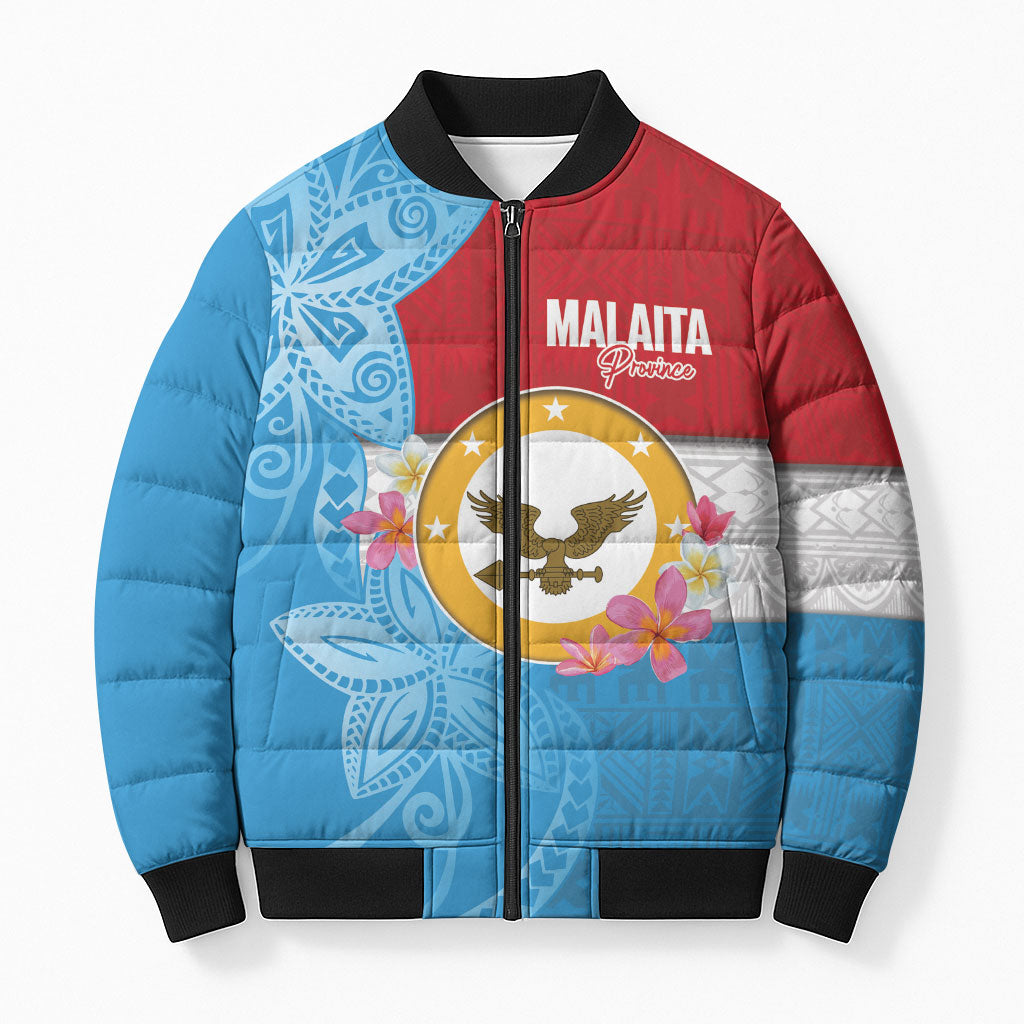 Personalised Malaita Province Day Bomber Puffer Jacket Solomon Islands Maramapaina Flag Color LT14 Unisex Blue - Polynesian Pride