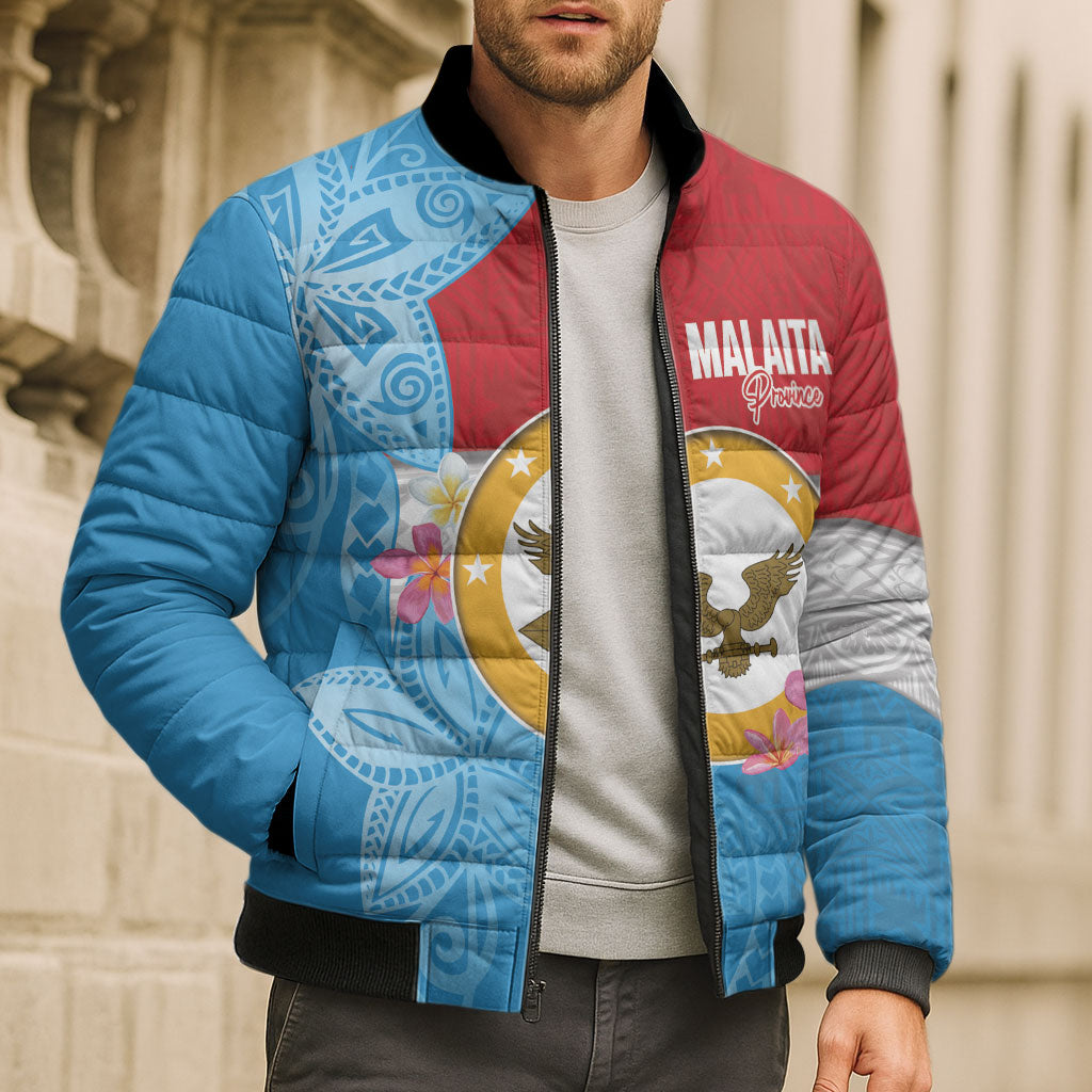 Personalised Malaita Province Day Bomber Puffer Jacket Solomon Islands Maramapaina Flag Color LT14 - Polynesian Pride