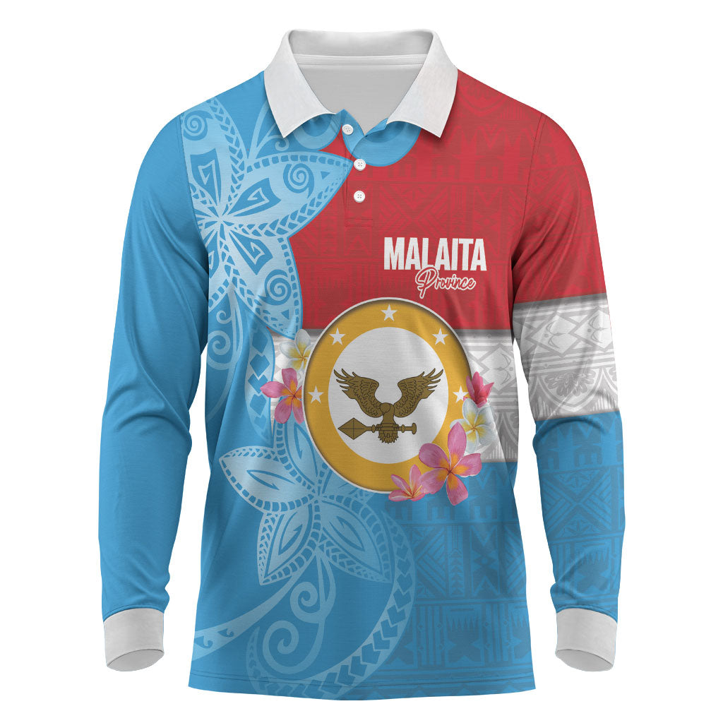 Personalised Malaita Province Day Long Sleeve Polo Shirt Solomon Islands Maramapaina Flag Color LT14 Blue - Polynesian Pride