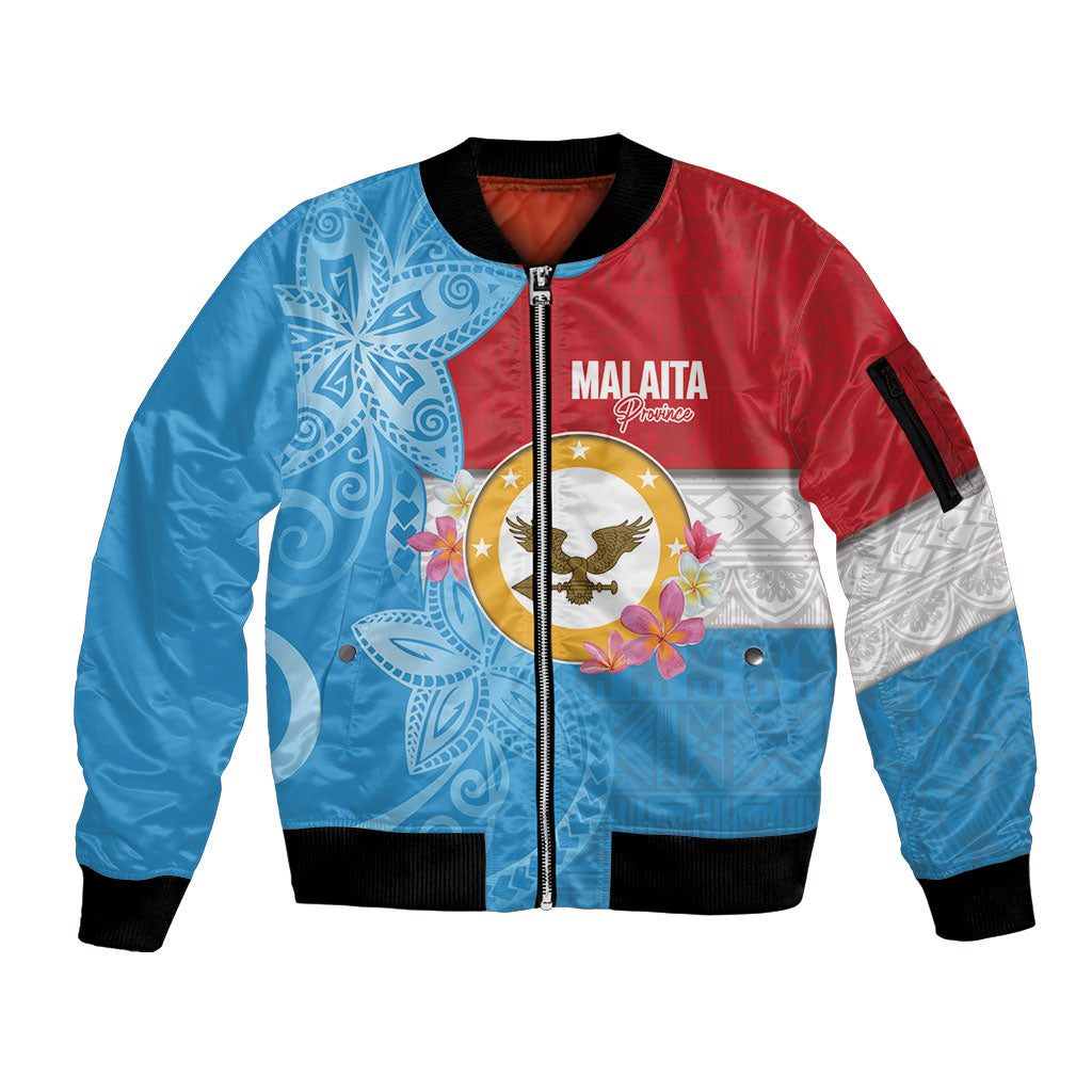 Personalised Malaita Province Day Sleeve Zip Bomber Jacket Solomon Islands Maramapaina Flag Color LT14 Unisex Blue - Polynesian Pride