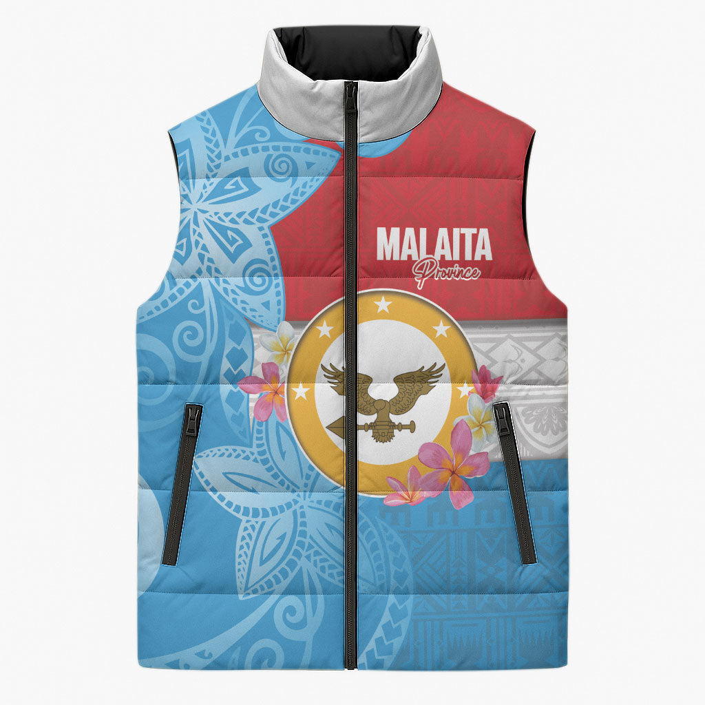 Personalised Malaita Province Day Sleeveless Puffer Jacket Solomon Islands Maramapaina Flag Color LT14 Unisex Blue - Polynesian Pride