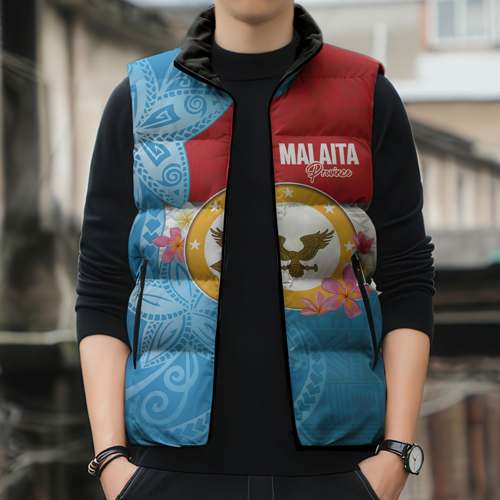 Personalised Malaita Province Day Sleeveless Puffer Jacket Solomon Islands Maramapaina Flag Color LT14 - Polynesian Pride