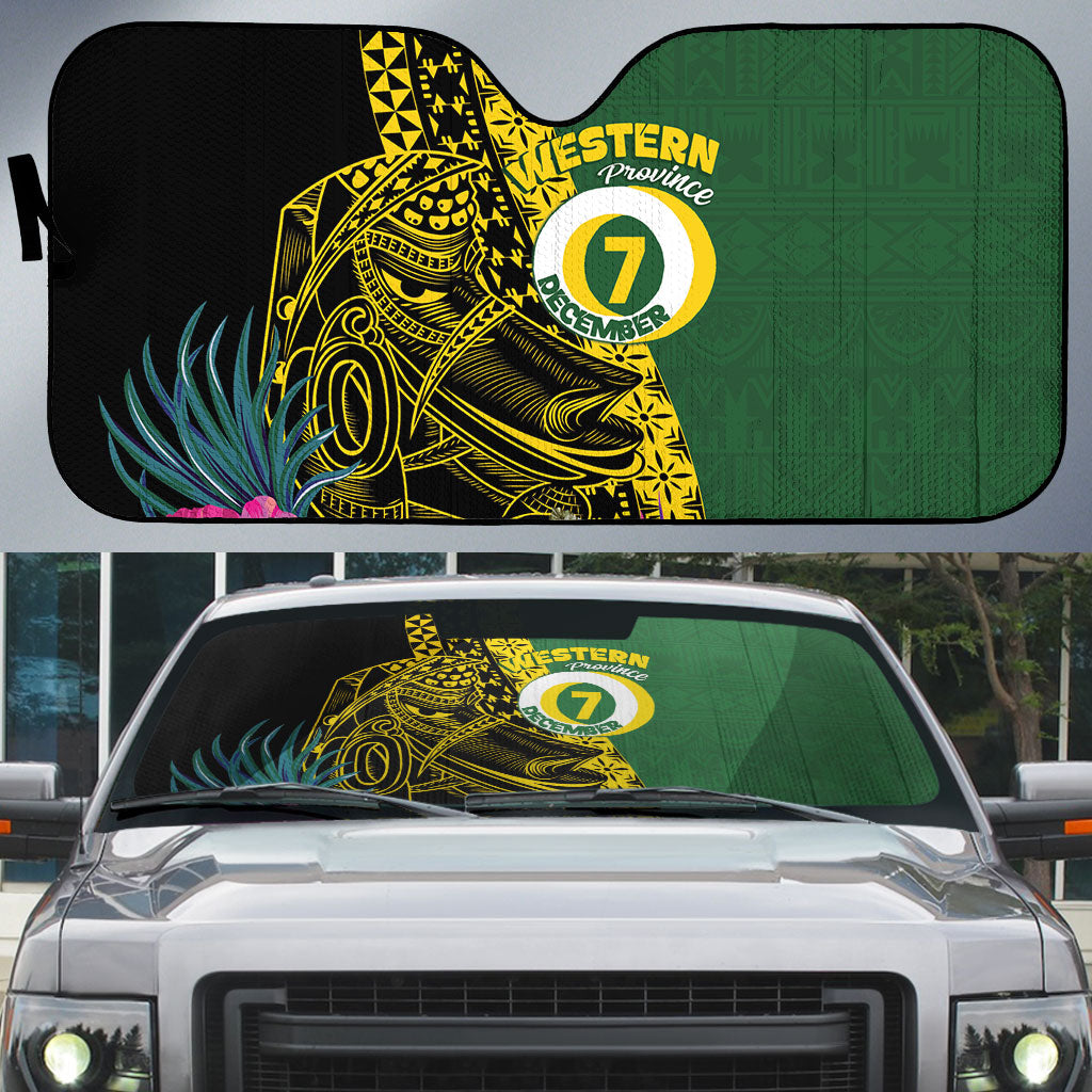 Western Province Day Auto Sun Shade Wes Provins Nguzunguzu Symbol LT14 Green - Polynesian Pride