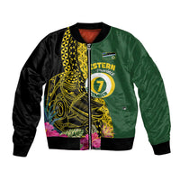 Personalised Western Province Day Bomber Jacket Wes Provins Nguzunguzu Symbol LT14 Unisex Green - Polynesian Pride