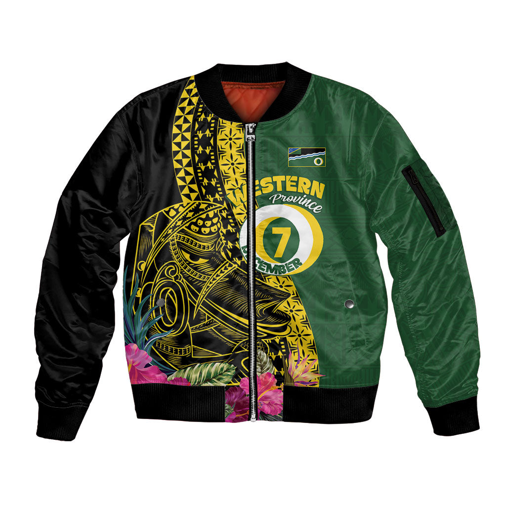 Personalised Western Province Day Sleeve Zip Bomber Jacket Wes Provins Nguzunguzu Symbol LT14 Unisex Green - Polynesian Pride