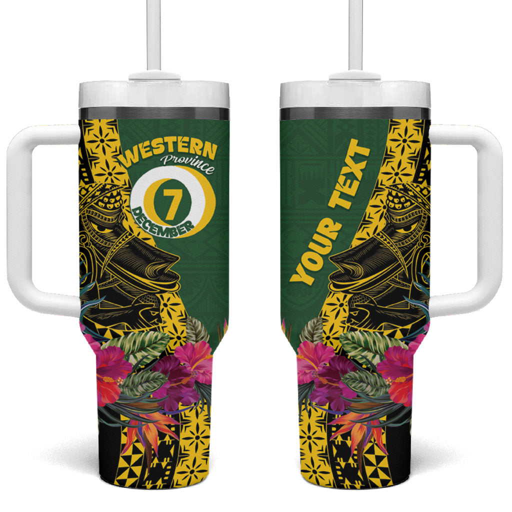 Personalised Western Province Day Tumbler With Handle Wes Provins Nguzunguzu Symbol LT14 One Size: 40 oz Green - Polynesian Pride