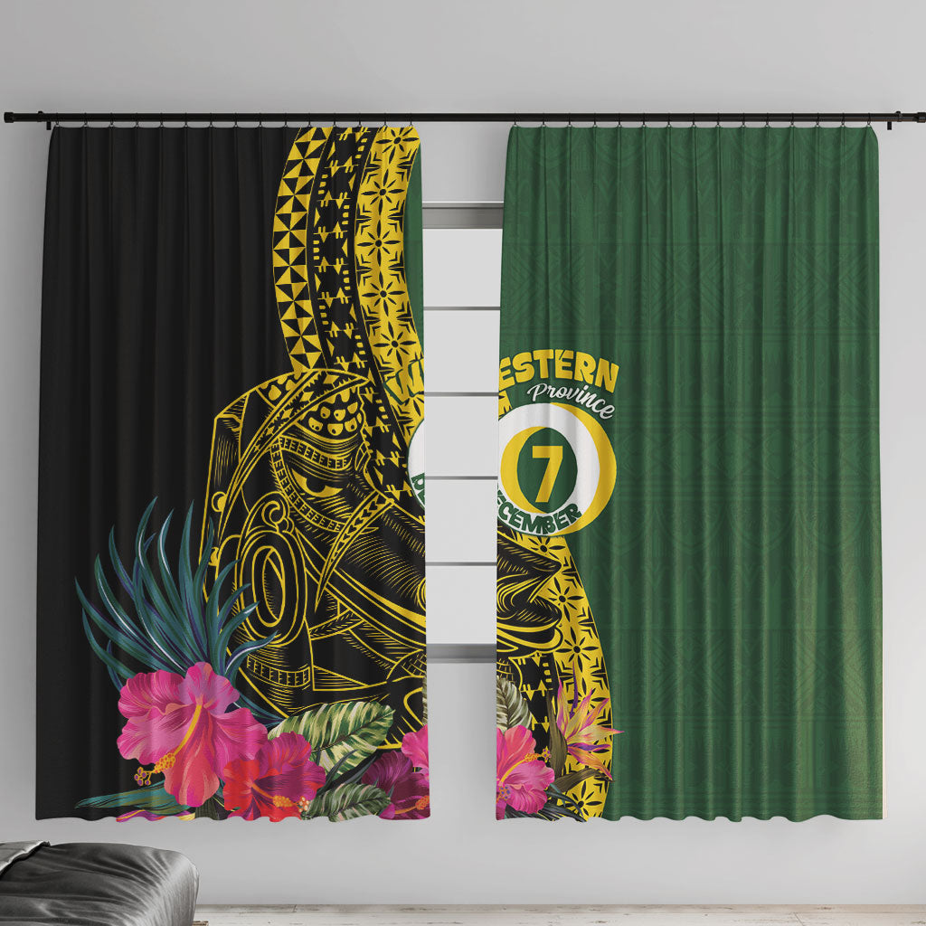 Western Province Day Window Curtain Wes Provins Nguzunguzu Symbol LT14 With Hooks Green - Polynesian Pride