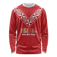 Mate Maa Tonga Rugby Custom Long Sleeve Shirt 2026 Tongan Ngatu Pattern Red LT14 Unisex Red - Polynesian Pride
