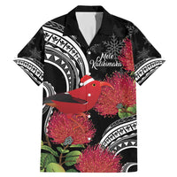 Personalized Mele Kalikimaka Hawaii Family Matching Mermaid Dress and Hawaiian Shirt I'iwi Bird With Ohia Lehua - Black Color